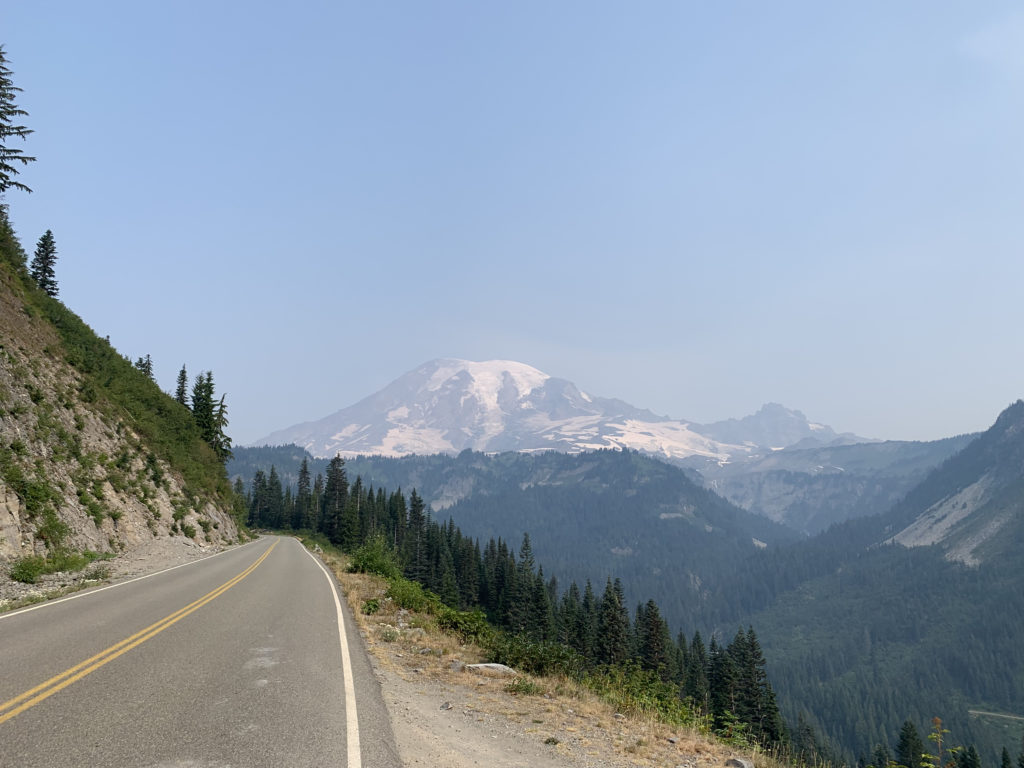 View of Mt. Rainier while driving through the National Park